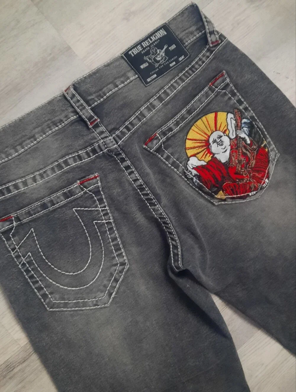True Religion Billy Big T Embroidered Pocket Bootcut Jeans